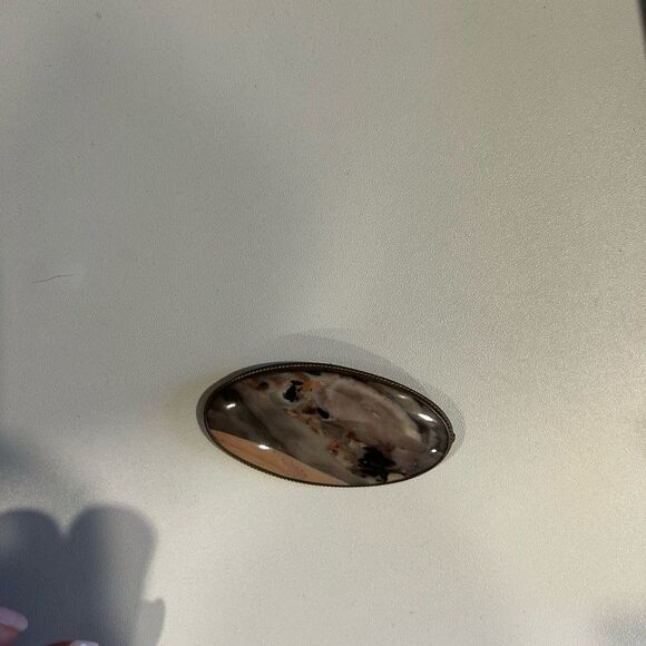 Oval Stone Ring with Brown and Black Pattern - Picture 1 of 2